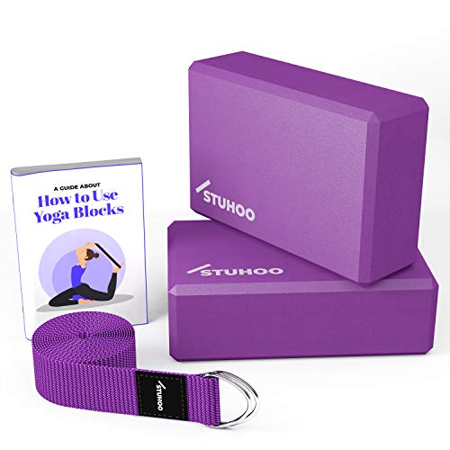 Yoga Block Set with Strap & E-book for Deepening Poses