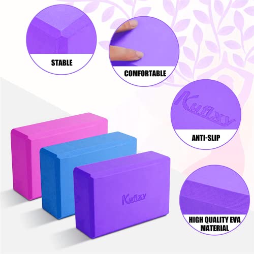 Kufixy Yoga Blocks Set: Sturdy, Non-Slip, Lightweight