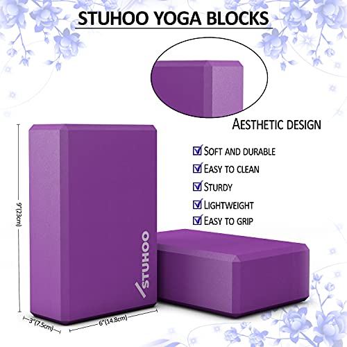 Yoga Block Set with Strap & E-book for Deepening Poses