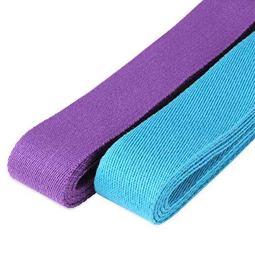 Extra long adjustable yoga belt strap, blue color