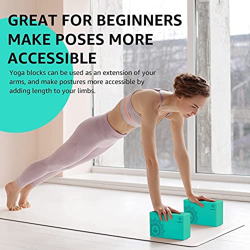 Overmont Yoga Block with Yoga Strap - 2 Pack