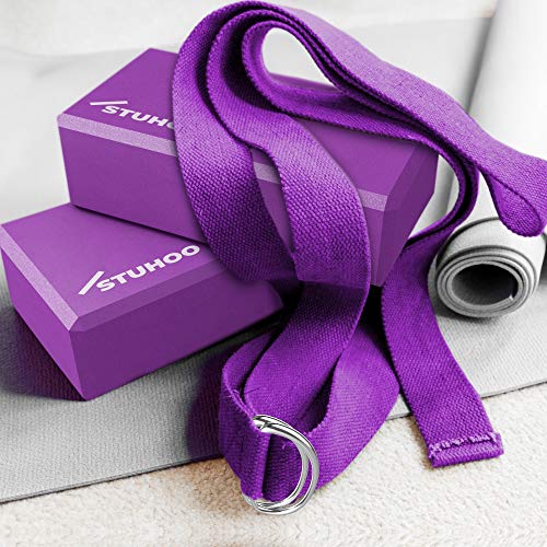 Yoga Block Set with Strap & E-book for Deepening Poses