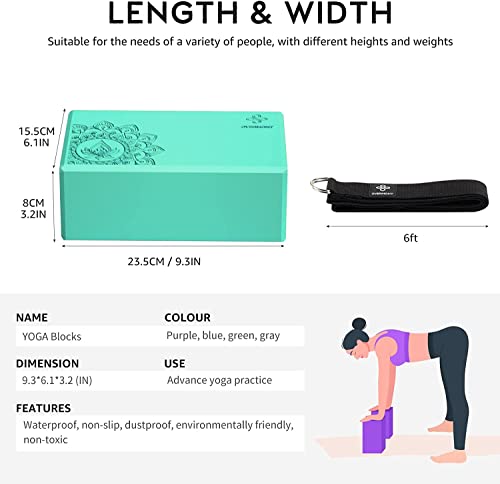 Overmont Yoga Block with Yoga Strap - 2 Pack