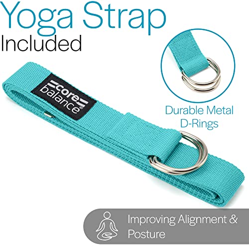 Adjustable Metal D Ring Cotton Strap Yoga Blocks (Teal)