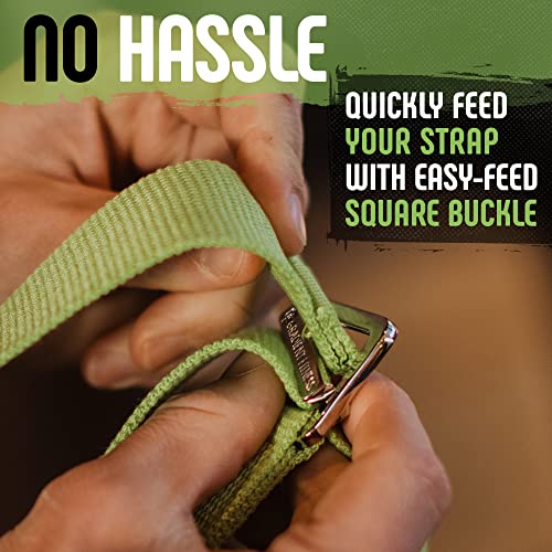 Green Yoga Strap with Easy-Feed Buckle and Free eGuide