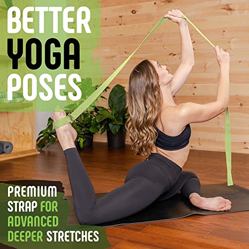 Green Yoga Strap with Easy-Feed Buckle and Free eGuide