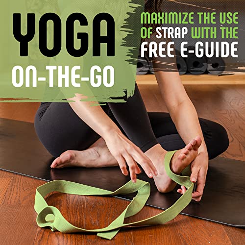 Green Yoga Strap with Easy-Feed Buckle and Free eGuide