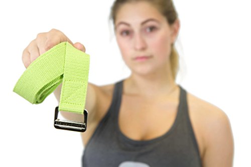 Green Yoga Strap with Easy-Feed Buckle and Free eGuide