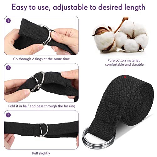 6ft Adjustable Yoga Straps for Flexibility - 10 Pcs