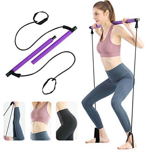 Portable Bodybuilding Yoga Pilates Stick with Resistance Band
