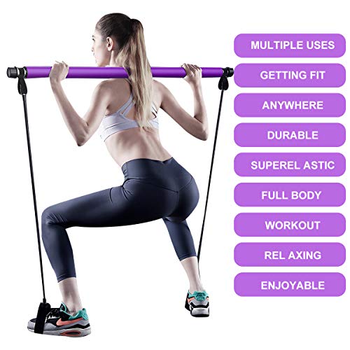 Portable Bodybuilding Yoga Pilates Stick with Resistance Band