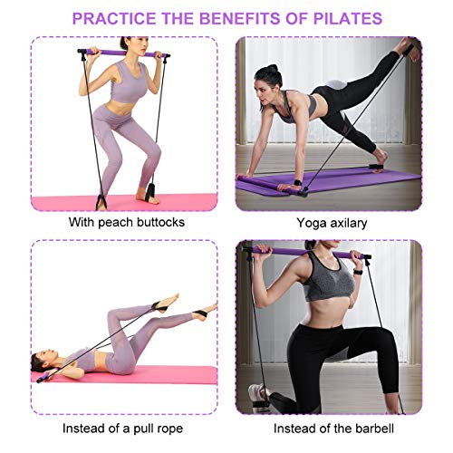 Portable Bodybuilding Yoga Pilates Stick with Resistance Band
