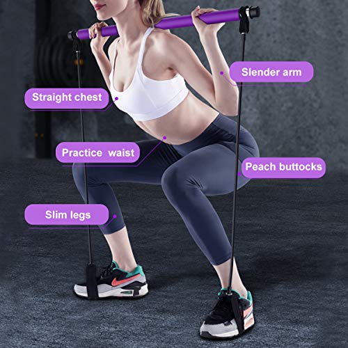 Portable Bodybuilding Yoga Pilates Stick with Resistance Band