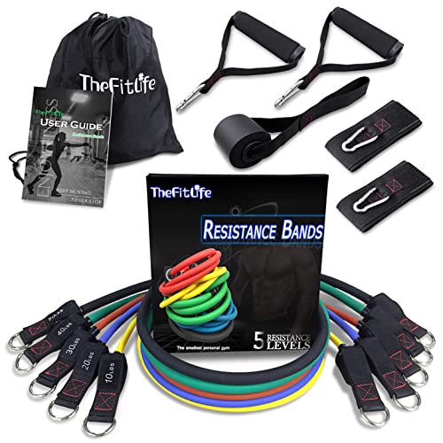 TheFitLife Resistance Bands - 5 Stackable Fitness Workout Tubes