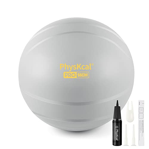 55cm Grey Anti-Burst Gym Ball for Exercise