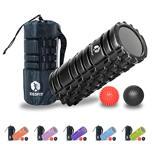 Black High Density Foam Roller with Massage Balls