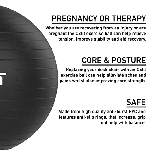 OXFIT Exercise Ball - XL Black Fitness Swiss Ball