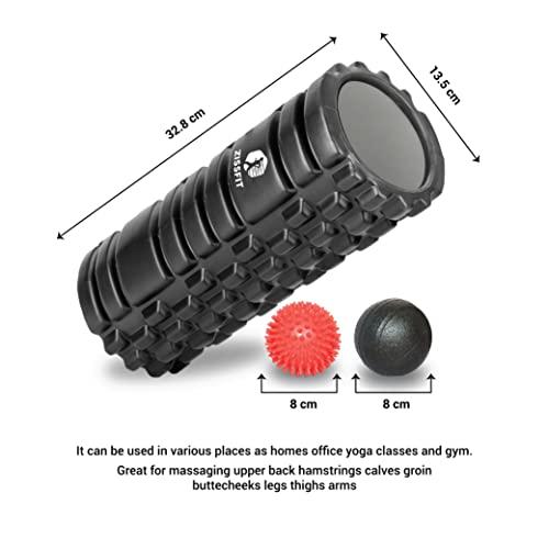 Black High Density Foam Roller with Massage Balls