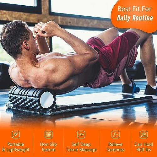 Black Foam Roller with 3 Resistance Bands