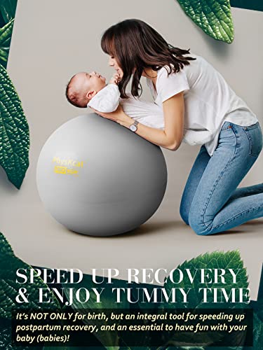 55cm Grey Anti-Burst Gym Ball for Exercise