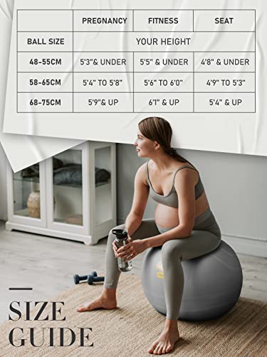 55cm Grey Anti-Burst Gym Ball for Exercise