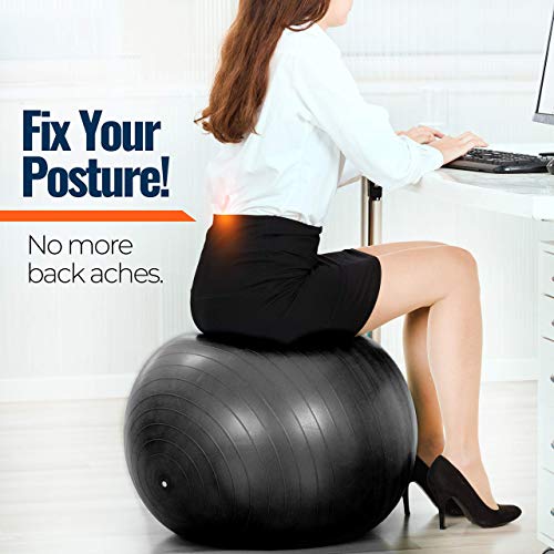 65cm Black Exercise Ball Chair for Home Fitness