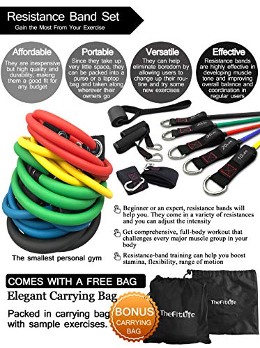 TheFitLife Resistance Bands - 5 Stackable Fitness Workout Tubes