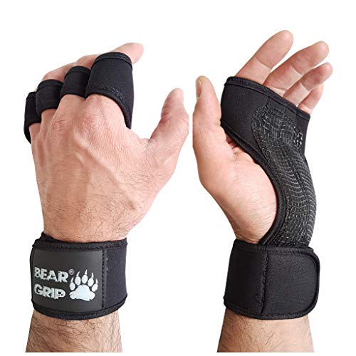 BEAR GRIP - Open Workout Gloves (Black, L)