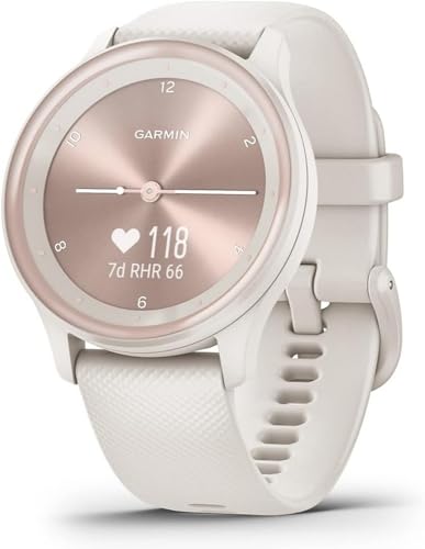 White Cream Silicone Garmin vívomove Sport Hybrid Smartwatch