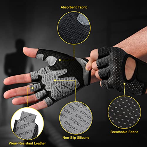 Breathable Gym Gloves with Silicone Palm, Extra Grip