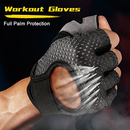 Breathable Gym Gloves with Silicone Palm, Extra Grip