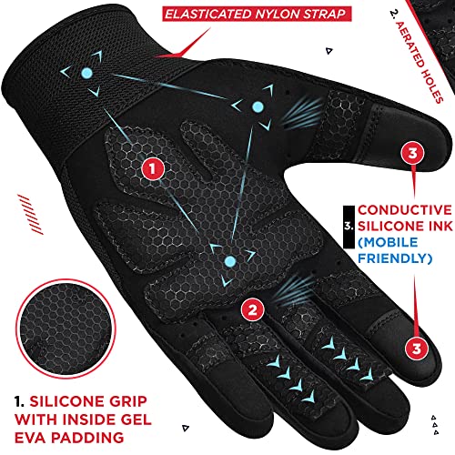 RDX Gym Weightlifting Gloves, Full Finger, Breathable & Non-Slip