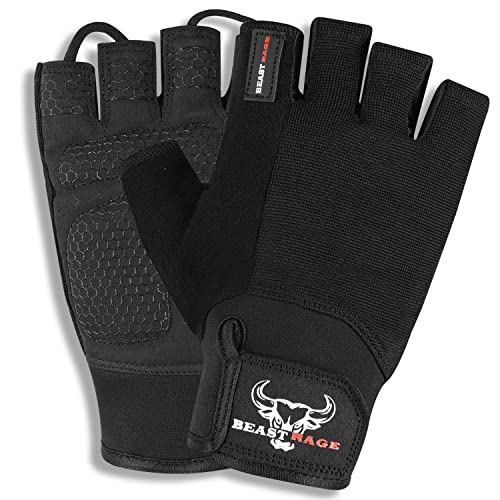 BEAST RAGE Weightlifting Gym Gloves - Black, L