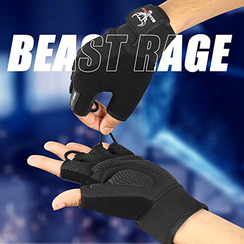 BEAST RAGE Weightlifting Gym Gloves - Black, L