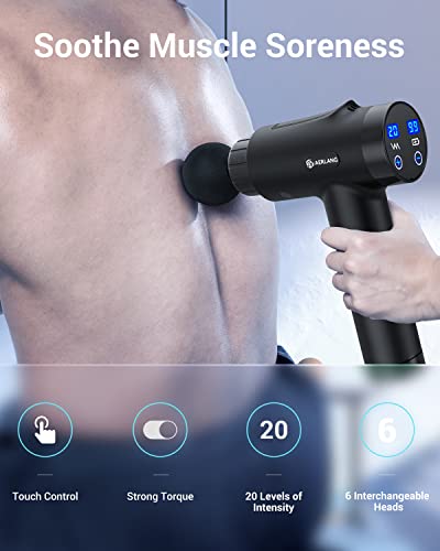 AERLANG Massage Gun for Muscle Pain Relief - 20 Speeds, 6 Heads