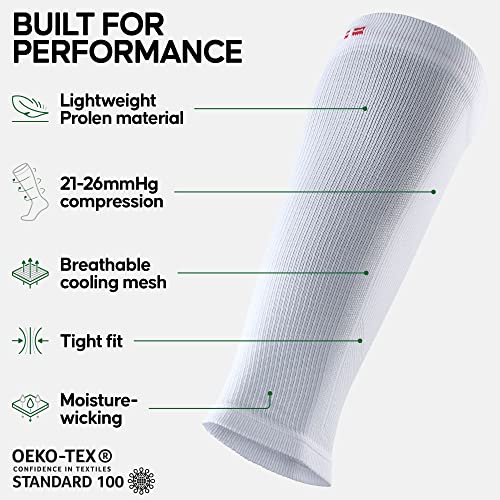 DANISH ENDURANCE Calf Compression Sleeves - Solid White, Medium
