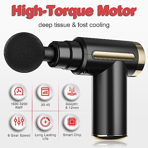 Mini Massage Gun with 6 Speeds & 4 Heads