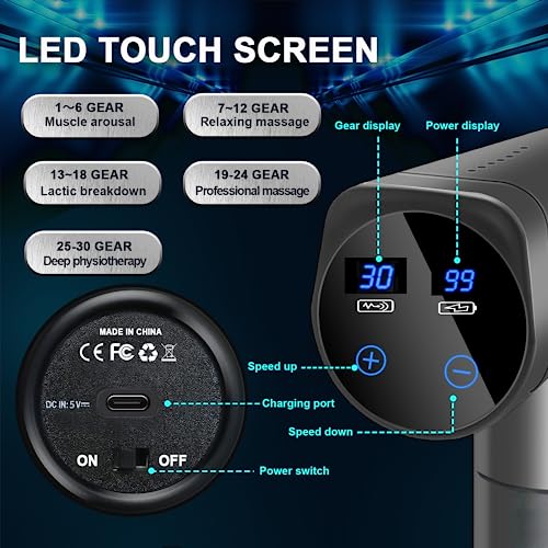 Powerful Percussion Massage Gun for Athletes - LCD Screen