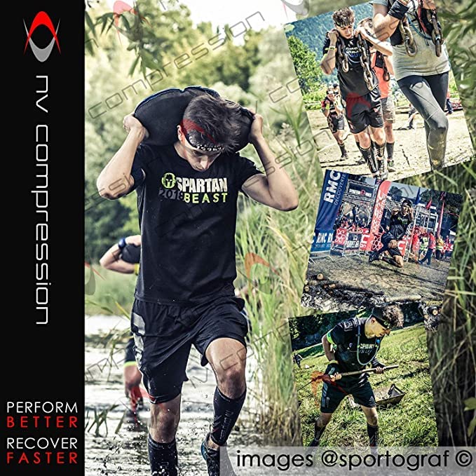 NV Compression 365 Calf Guards - Red/Black