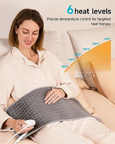 ALLJOY Electric Heating Pad for Back Pain Relief, 6 Settings