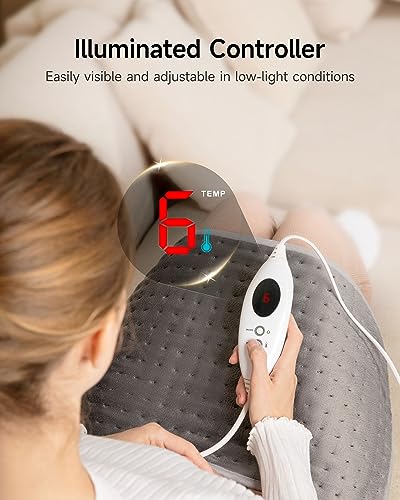 ALLJOY Electric Heating Pad for Back Pain Relief, 6 Settings