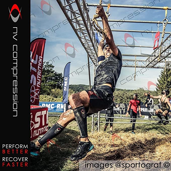 NV Compression 365 Calf Guards - Red/Black