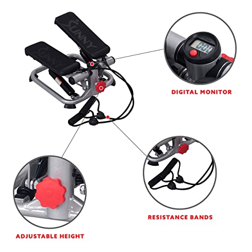 Sunny Health Mini Stepper with Resistance Bands & LCD