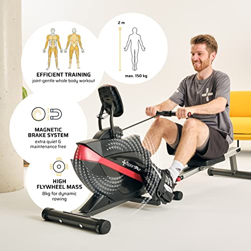 SportPlus German-Designed Foldable Rowing Machine, 8 Resistance Levels