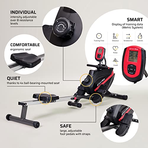 SportPlus German-Designed Foldable Rowing Machine, 8 Resistance Levels