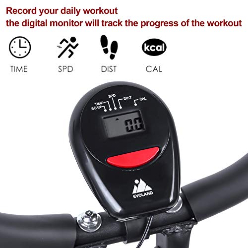 EVOLAND Fitness Bike with LCD Display, 8-Level Resistance