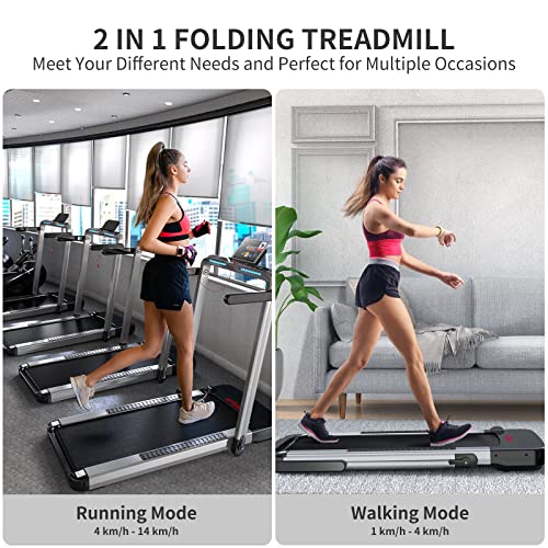 Foldable Treadmill with Bluetooth Control and Wide Running Belt