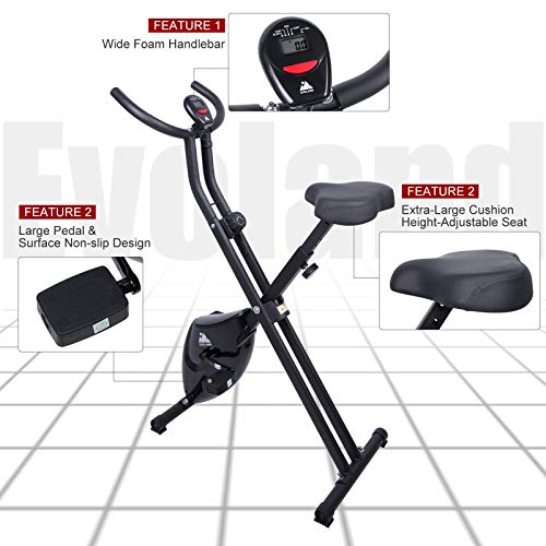 EVOLAND Fitness Bike with LCD Display, 8-Level Resistance