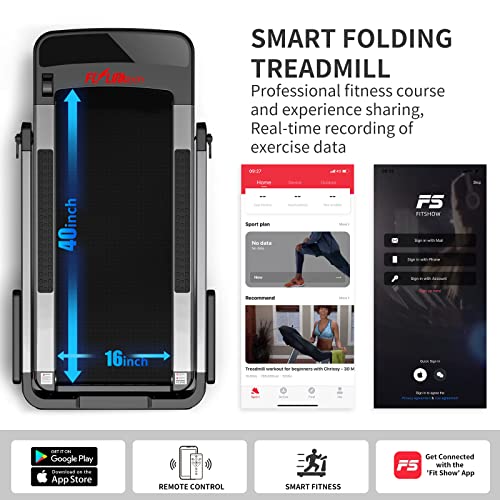 Foldable Treadmill with Bluetooth Control and Wide Running Belt