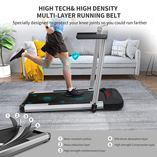 Foldable Treadmill with Bluetooth Control and Wide Running Belt
